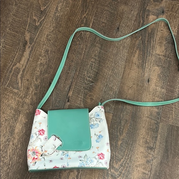l’artigiano Handbags - L'Artigiano Italian Genuine Leather Crossbody Bag Teal Floral